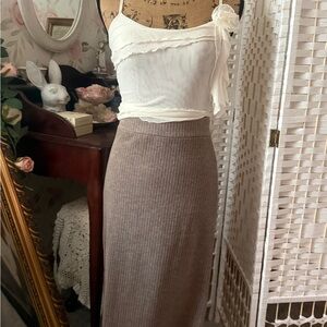 HALARA Taupe Ribbed Maxi Skirt New W/Tags